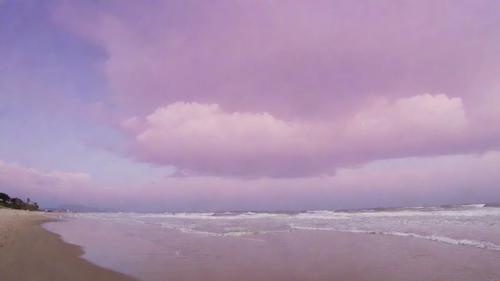 artstation art purple pink sky at a beach confident engaging wow 3 wide