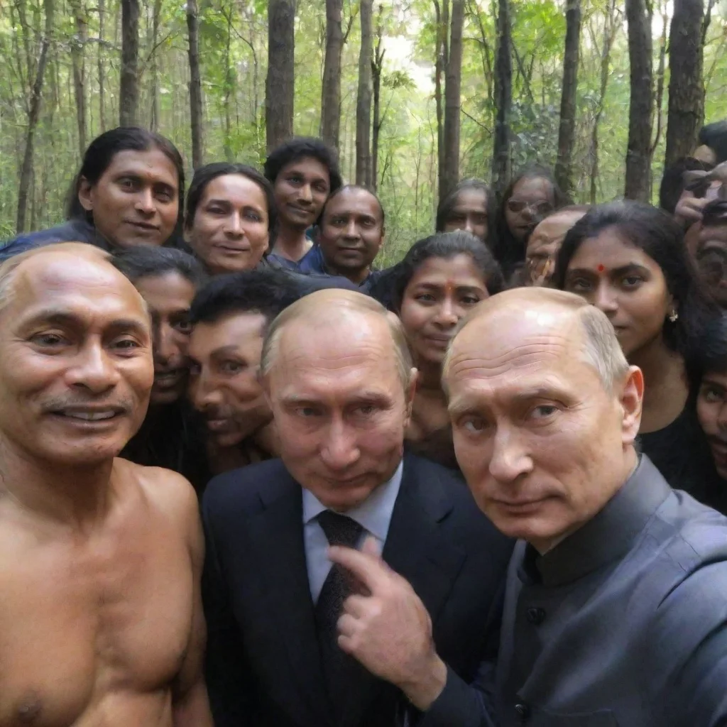 aiartstation art putin si fa un selfie con degli indiani nella selva oscura confident engaging wow 3