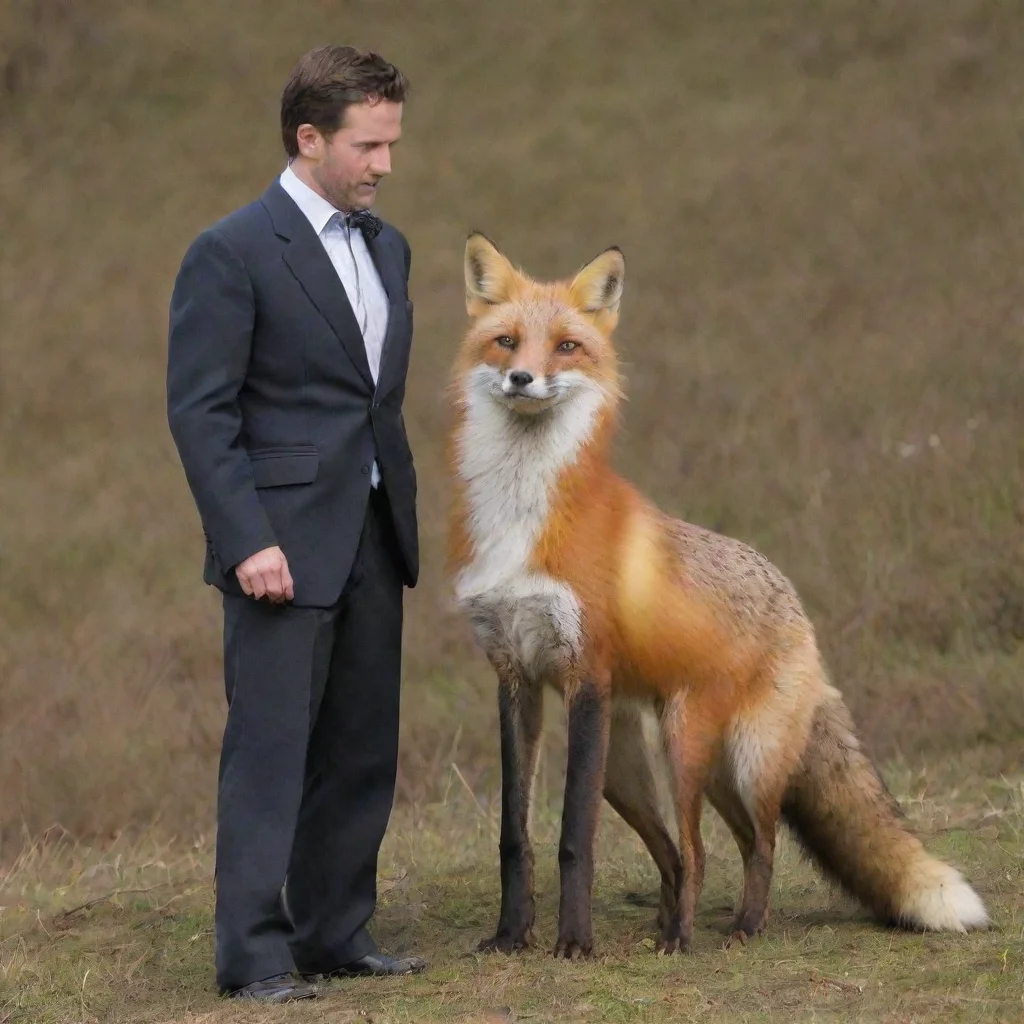 aiartstation art red fox mergin with human male confident engaging wow 3