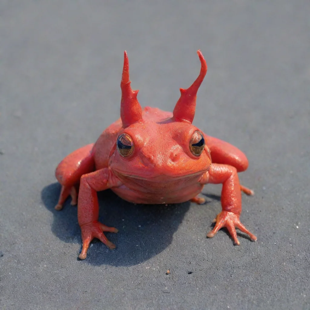 aiartstation art red frog with devil horns on blue sand confident engaging wow 3