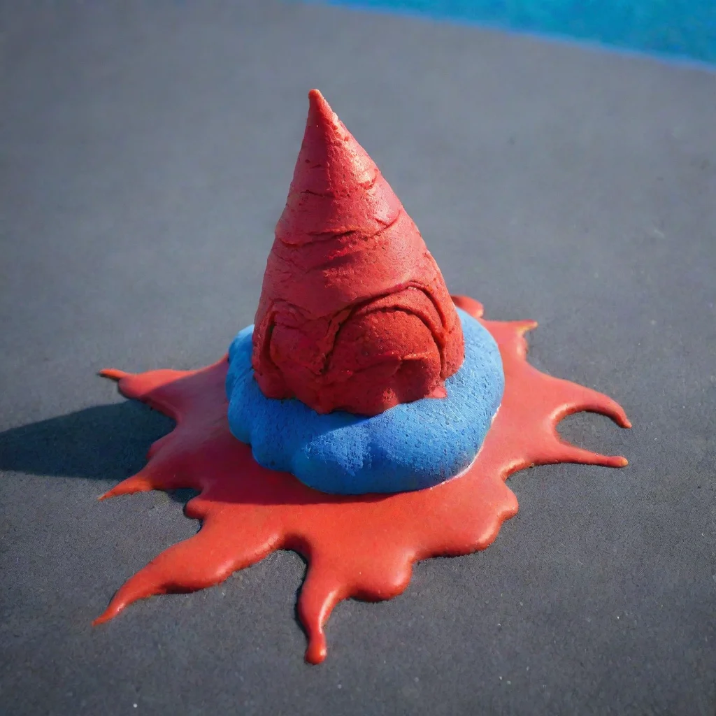 aiartstation art red iceream that looks like the devil melting on blue sand confident engaging wow 3