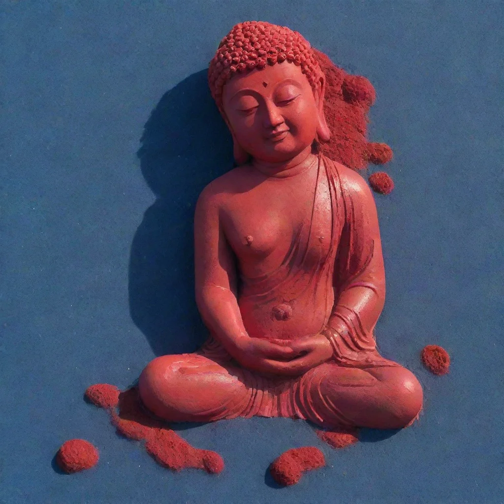 aiartstation art red melting budha on blue sand confident engaging wow 3