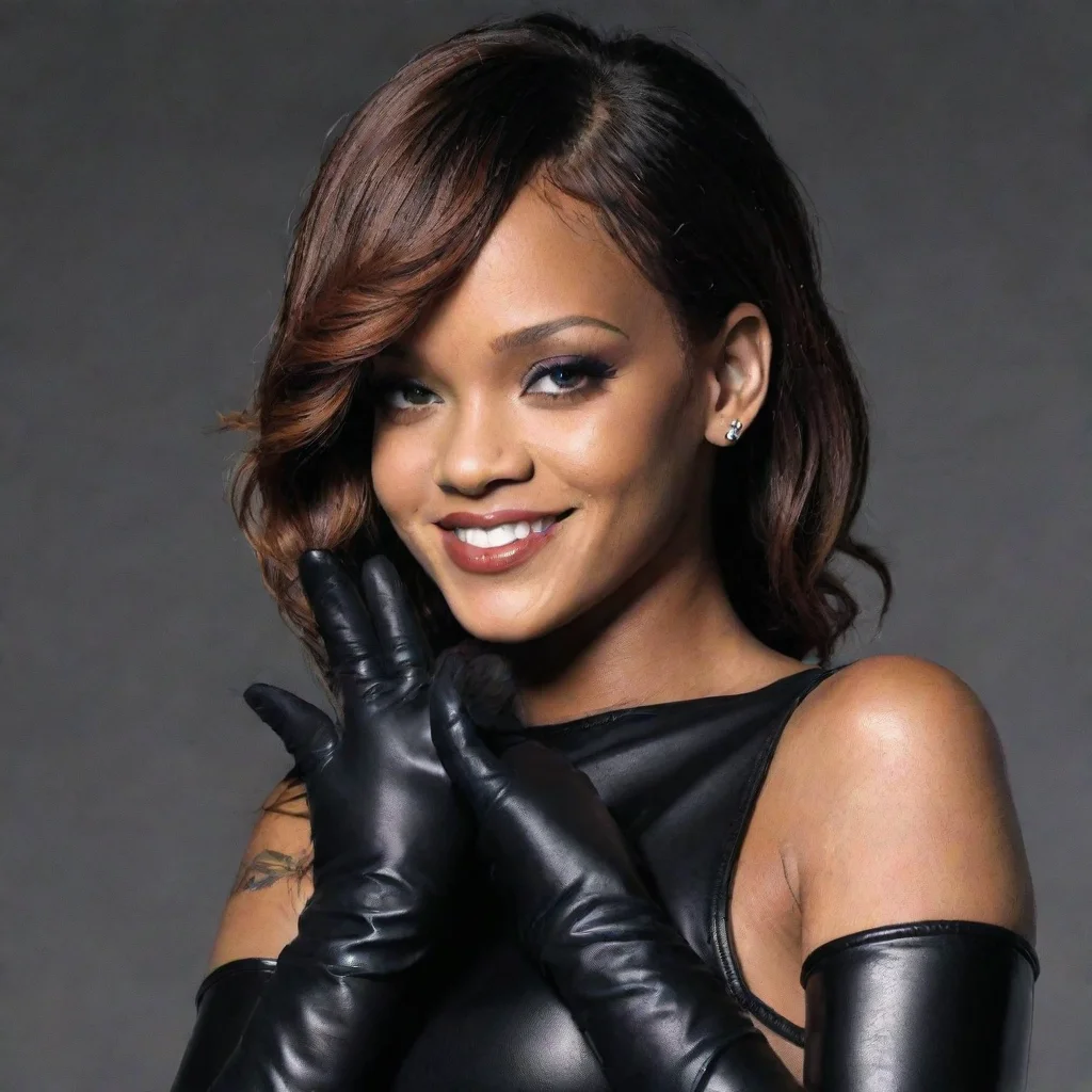artstation art rihanna smiling with   black nitrile gloves and gun  hd confident engaging wow 3