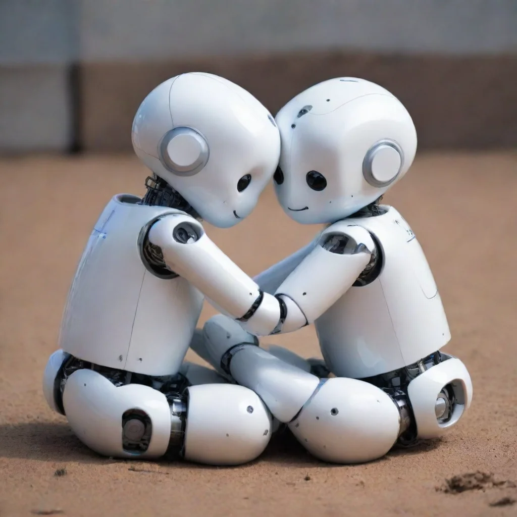 aiartstation art robots cuddle confident engaging wow 3