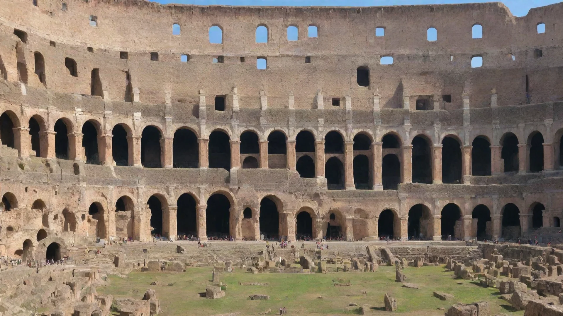 artstation art roman colloseum arena lovely relaxing lowfi landscape bright crisp colours clear confident engaging wow 3 wide