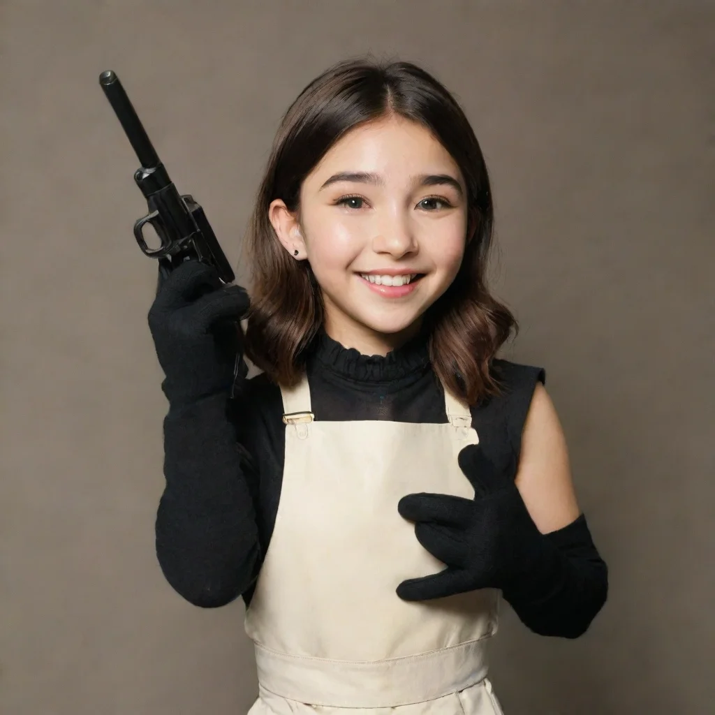 artstation art rowan blanchard smiling with black gloves and gun shooting mayonnaise confident engaging wow 3