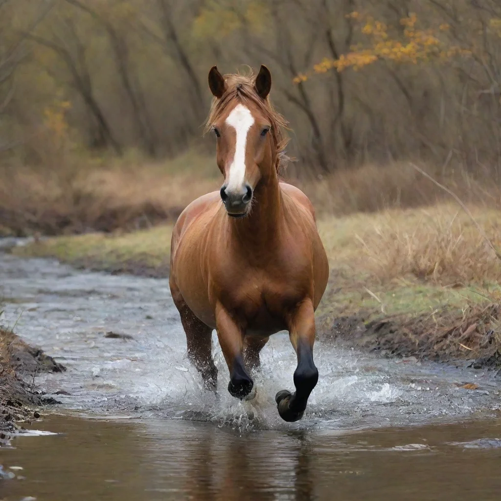 artstation art running horse in stream confident engaging wow 3