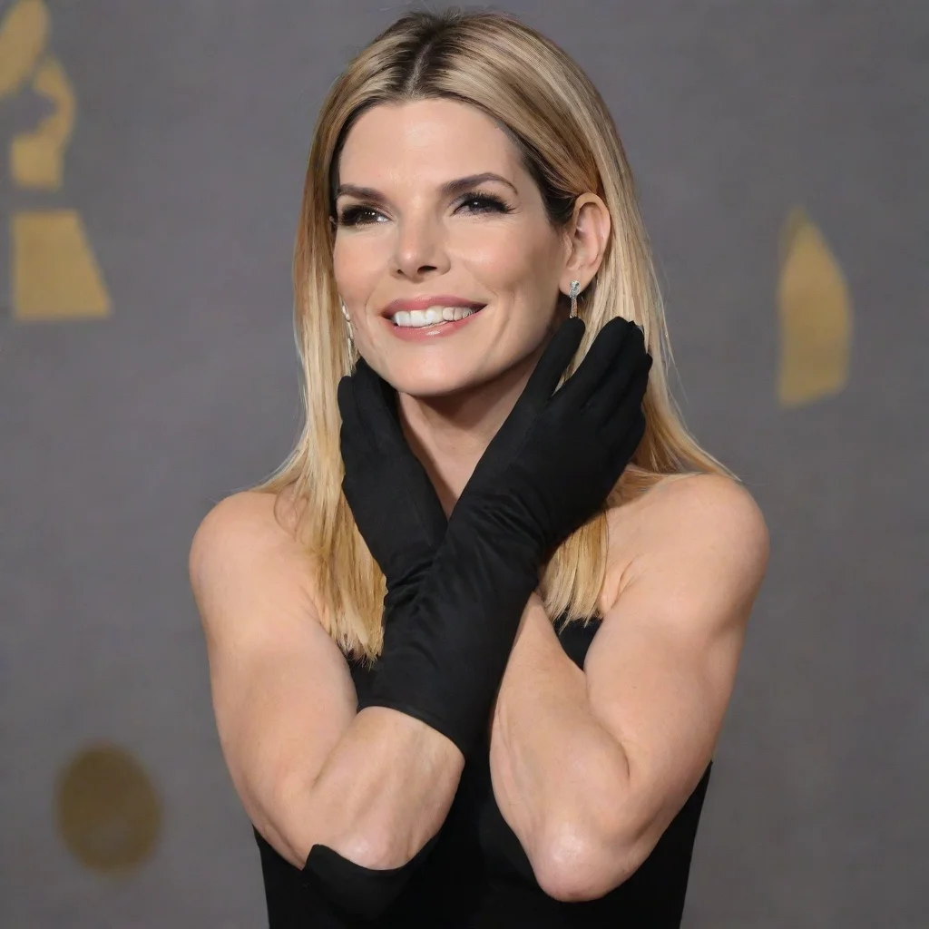 artstation art sandra annette bullock blonde hair at the grammys smiling with black gloves and gun  shooting   mayonnaise confident engaging wow 3