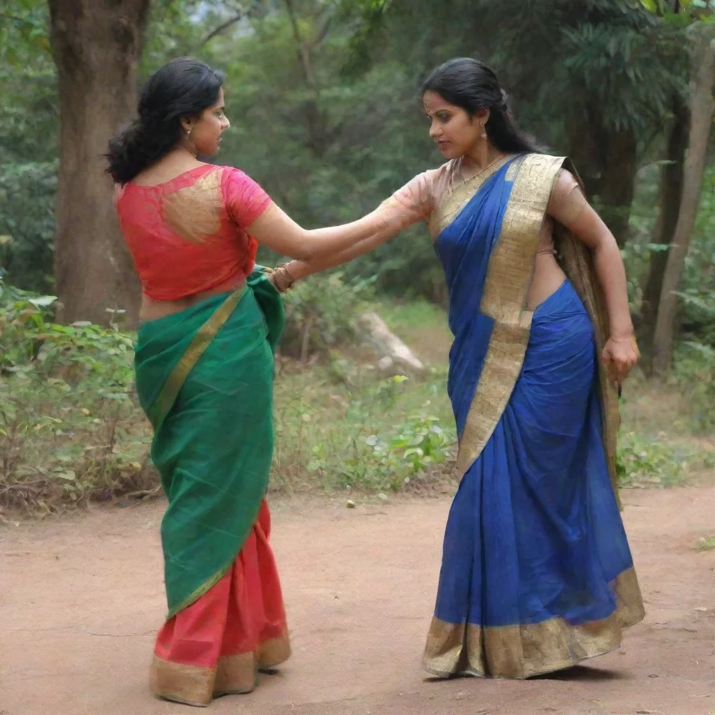 artstation art saree catfight  confident engaging wow 3