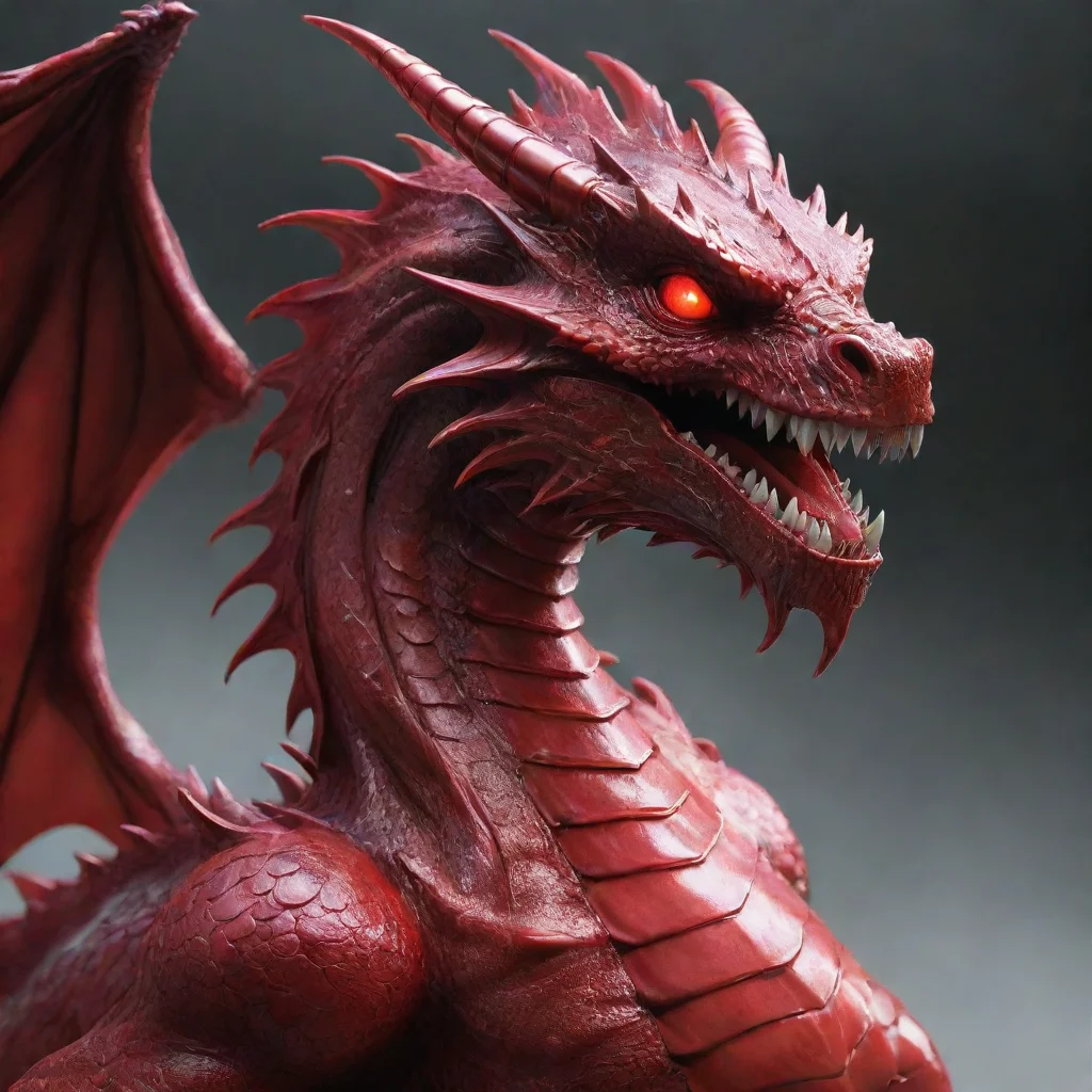 artstation art scary dragon in red chrome color confident engaging wow 3