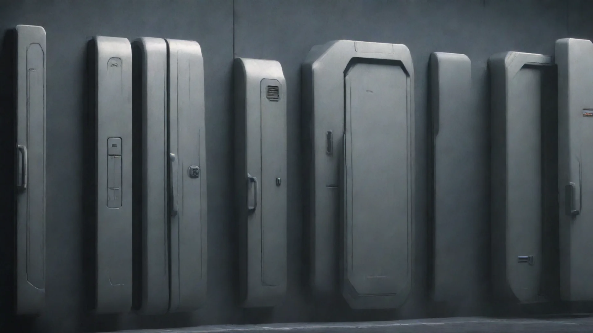 aiartstation art sci fi wall with doors confident engaging wow 3 wide