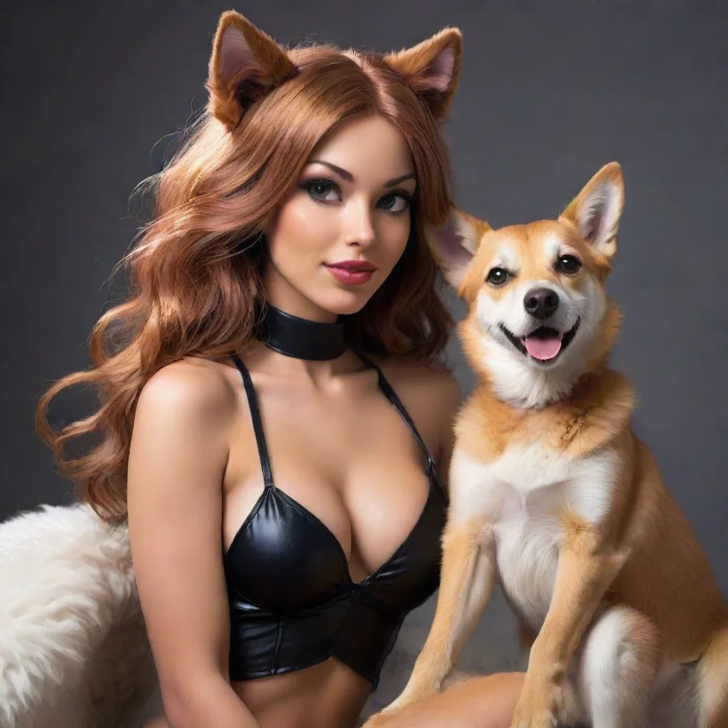 aiartstation art seductive anthropomorphized furry dog woman confident engaging wow 3