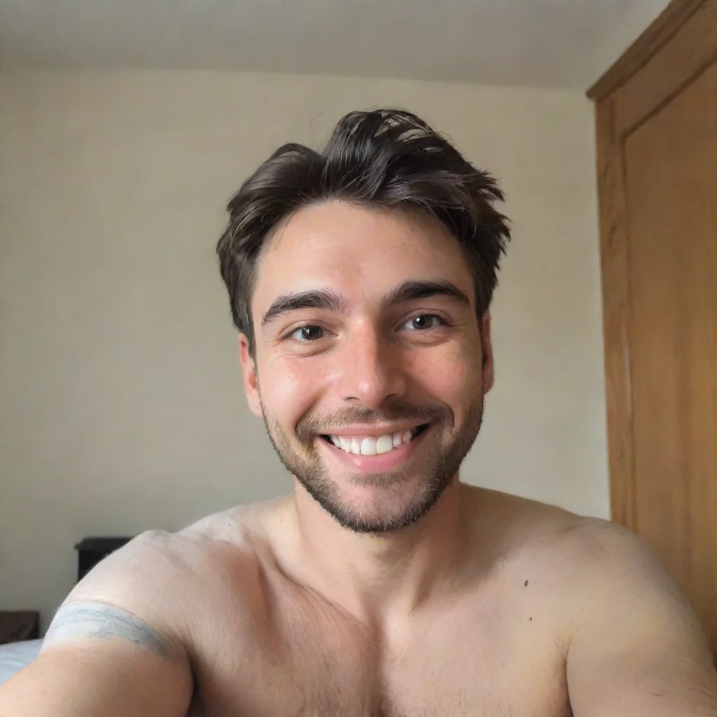 aiartstation art selfies of man in his bedroom smile confident engaging wow 3