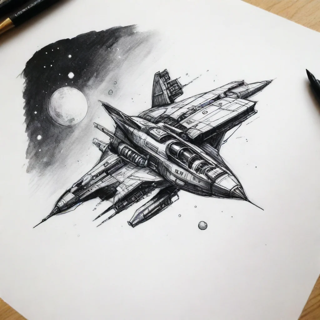 artstation art sketch spaceship ink art confident engaging wow 3