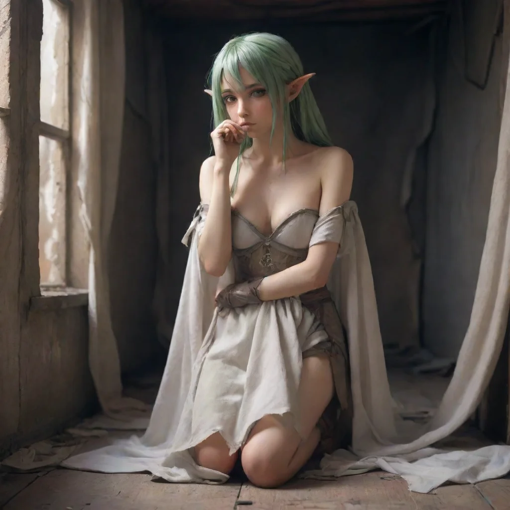 aiartstation art slave elf woman damaged cloth shy sad anime medieval room confident engaging wow 3
