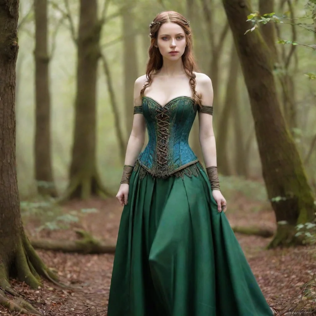 artstation art slim elven royal lady with super small waist and a tight laced waist corset confident engaging wow 3