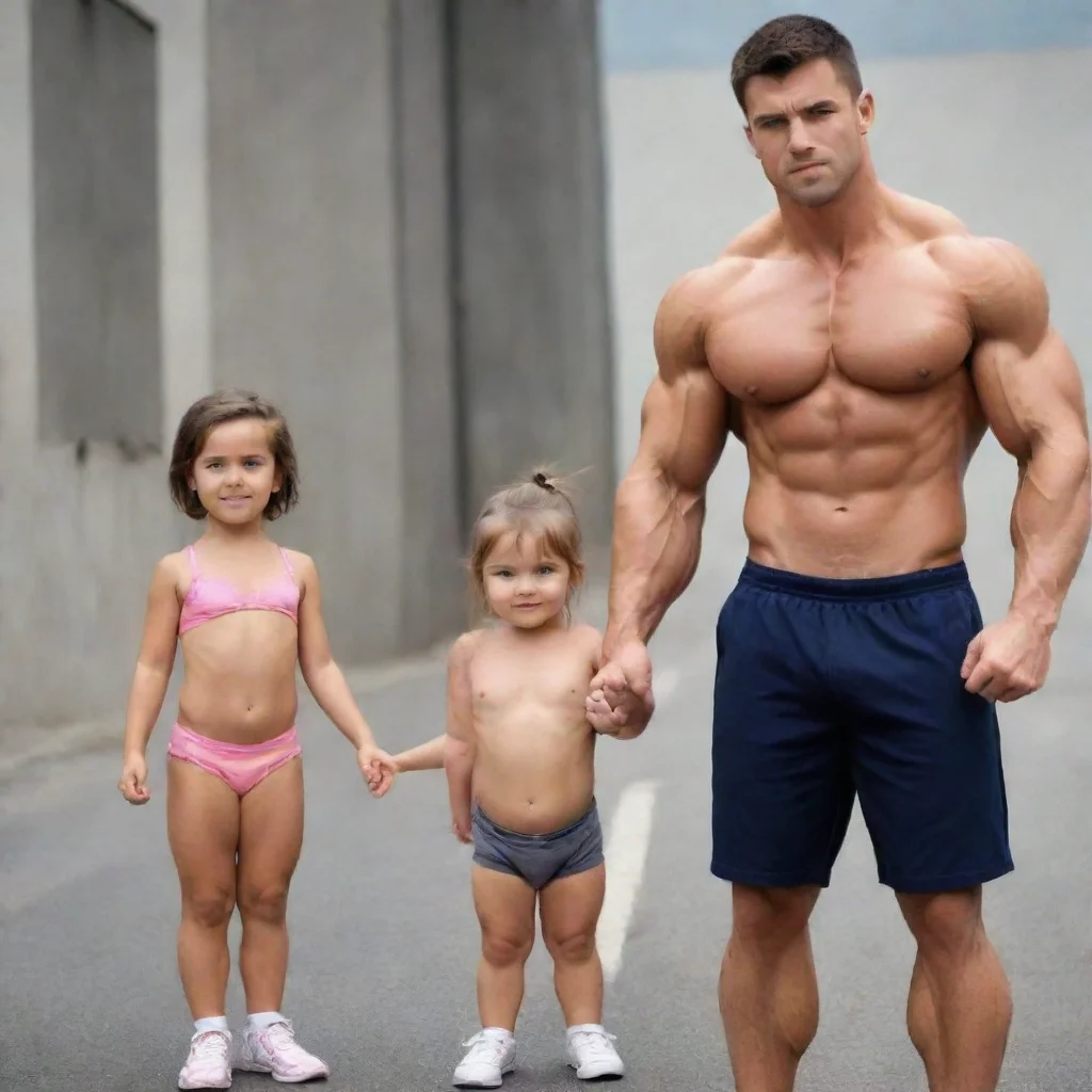 aiartstation art small cute girl to muscular guy confident engaging wow 3