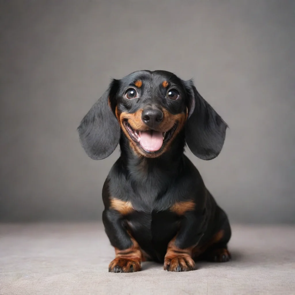artstation art smiling cute black dachshund confident engaging wow 3