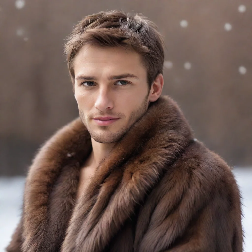 aiartstation art snowy background a human male covered in realistic brown mink fur  confident engaging wow 3