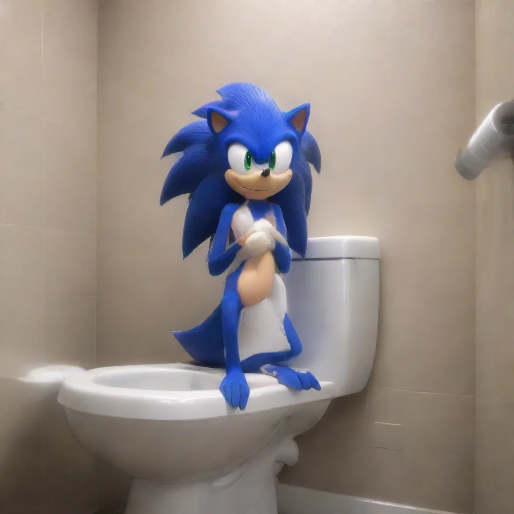 aiartstation art sonic on a toilet confident engaging wow 3