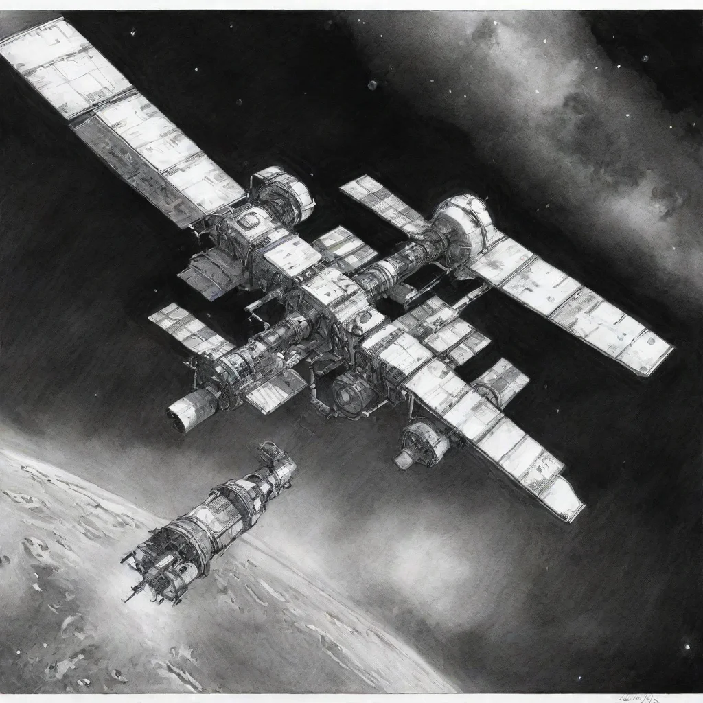 artstation art space station ink drawing high resolution confident engaging wow 3