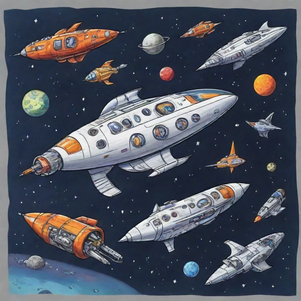 aiartstation art spaceships ink cartoon style art  confident engaging wow 3