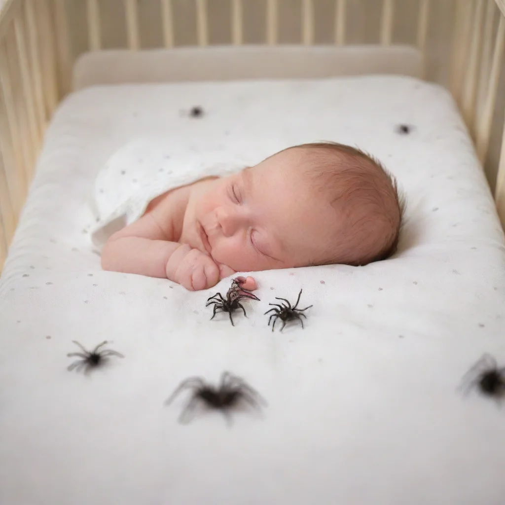 aiartstation art spiders crawling on a newborn baby in a cot confident engaging wow 3