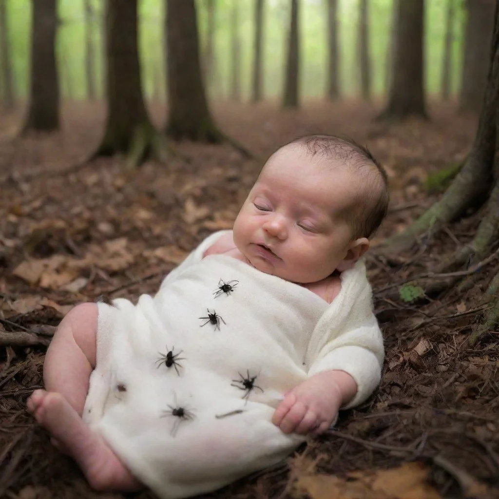 aiartstation art spiders crawling on a newborn baby in the woods confident engaging wow 3