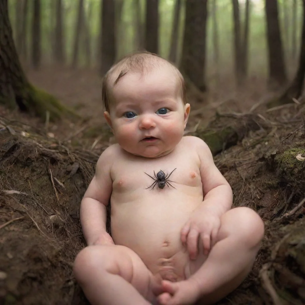 aiartstation art spiders crawling on newborn baby in the woods confident engaging wow 3