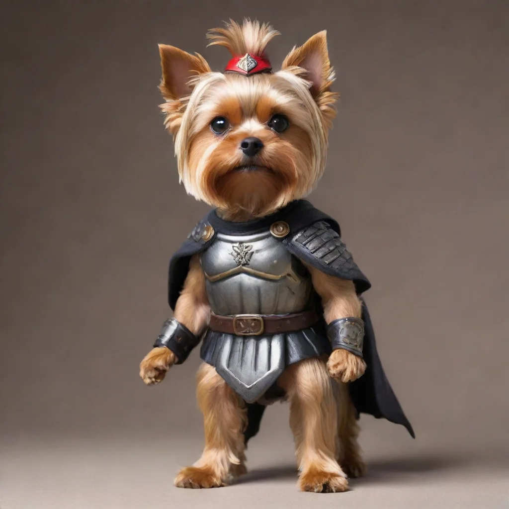 aiartstation art standing  yorkshire terrier as a spartan warrior confident engaging wow 3