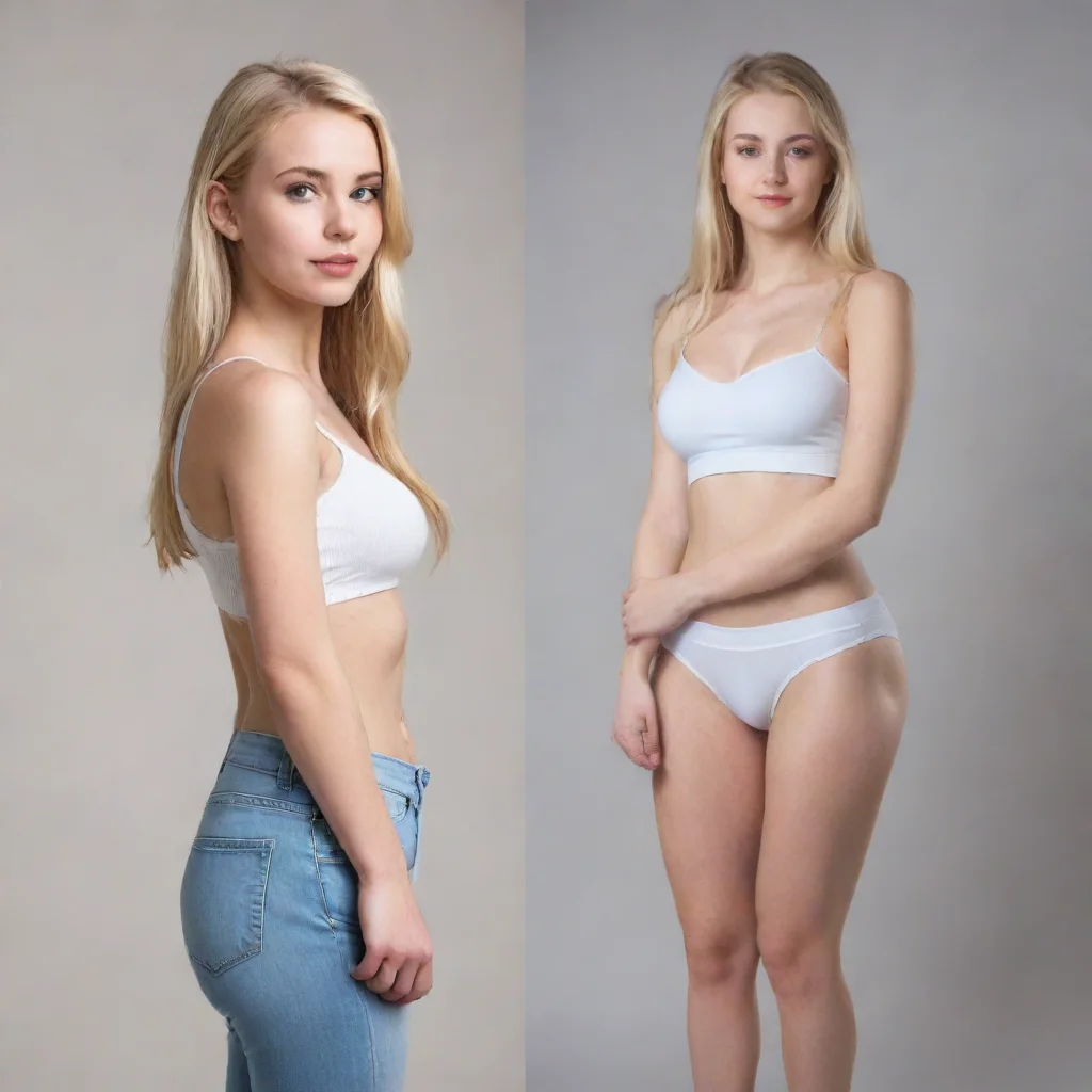 aiartstation art standing image of beautiful 20yo blonde girl gained weight confident engaging wow 3