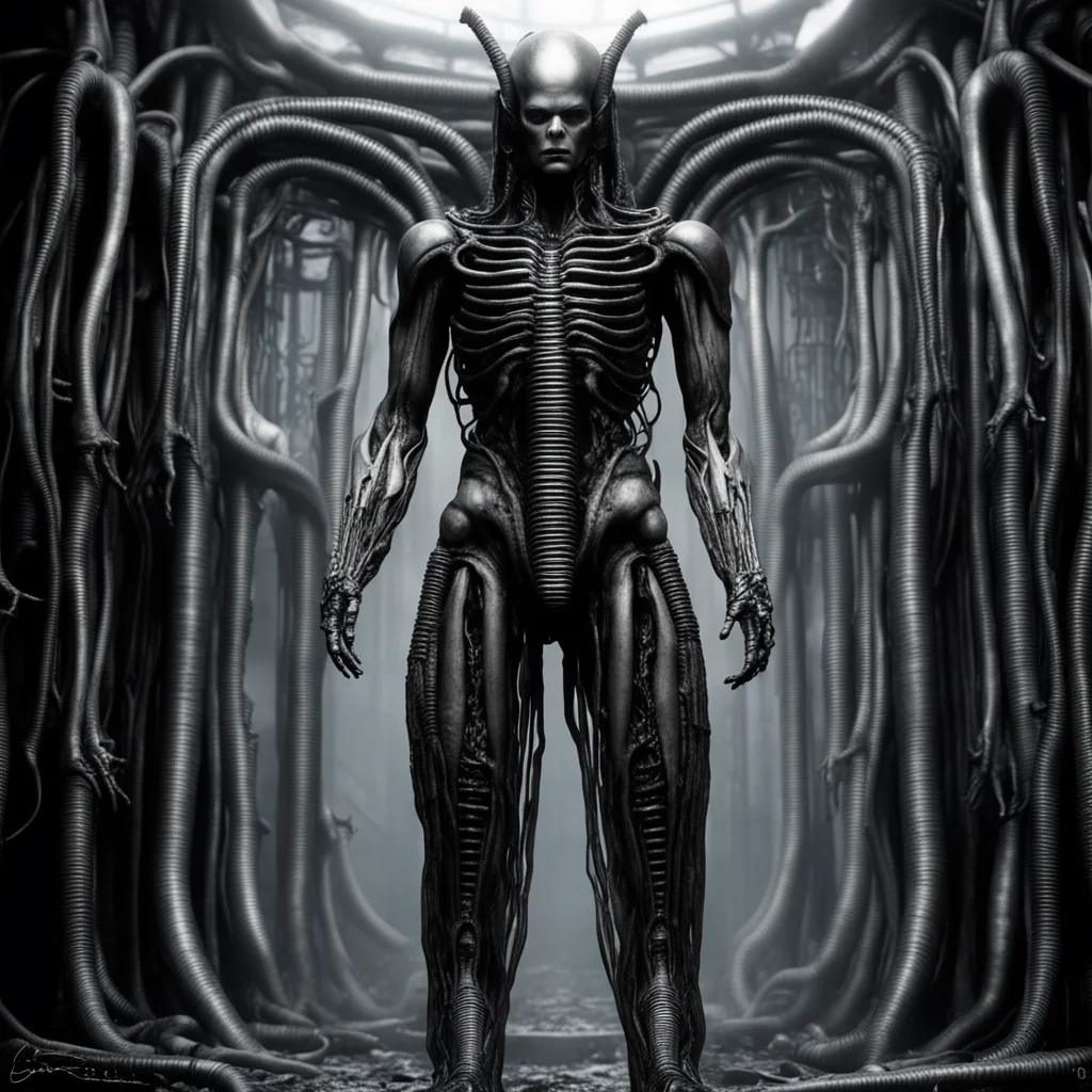 aiartstation art standing tall humanoid giger  confident engaging wow 3