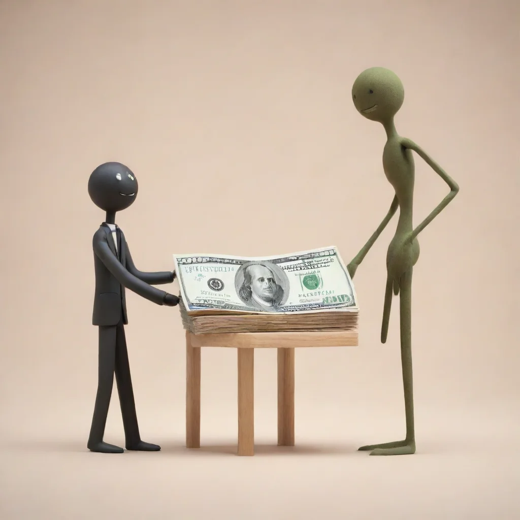 aiartstation art stickman buying with money confident engaging wow 3
