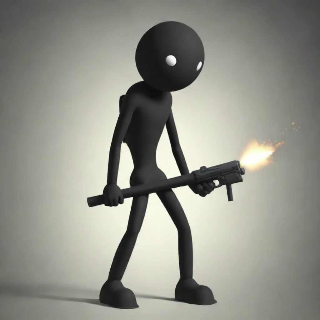 aiartstation art stickman gun figth  confident engaging wow 3
