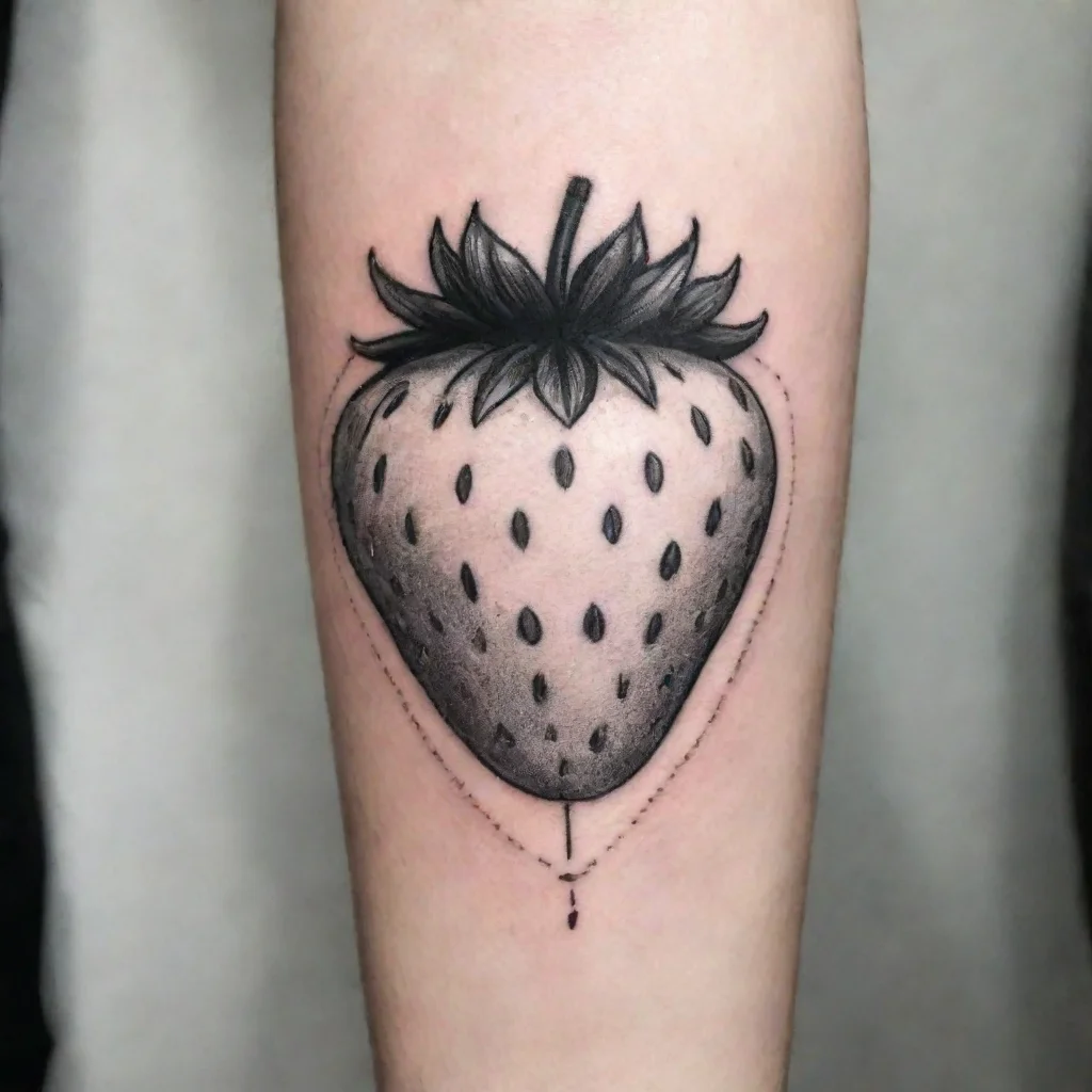 aiartstation art strawberry fine line black and white tattoo confident engaging wow 3