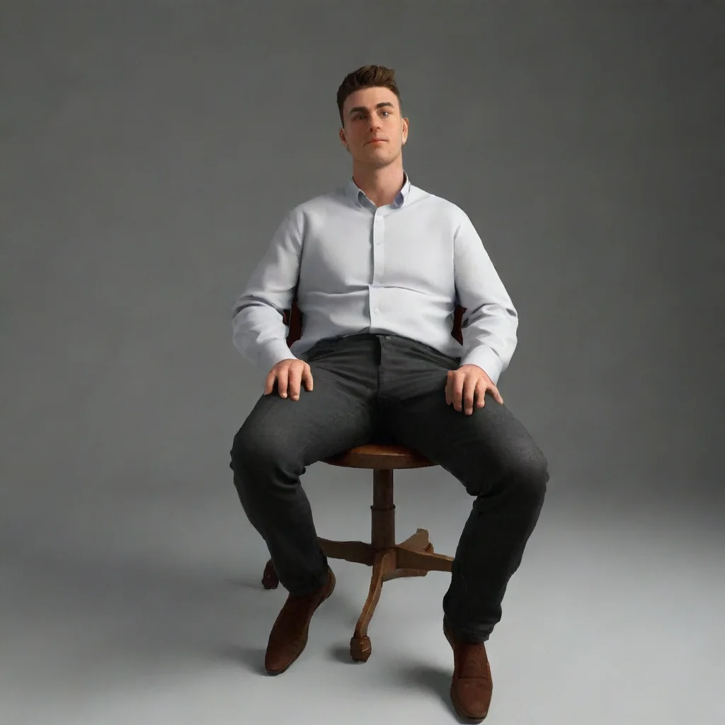 aiartstation art strong skinny man sitting in chair confident engaging wow 3