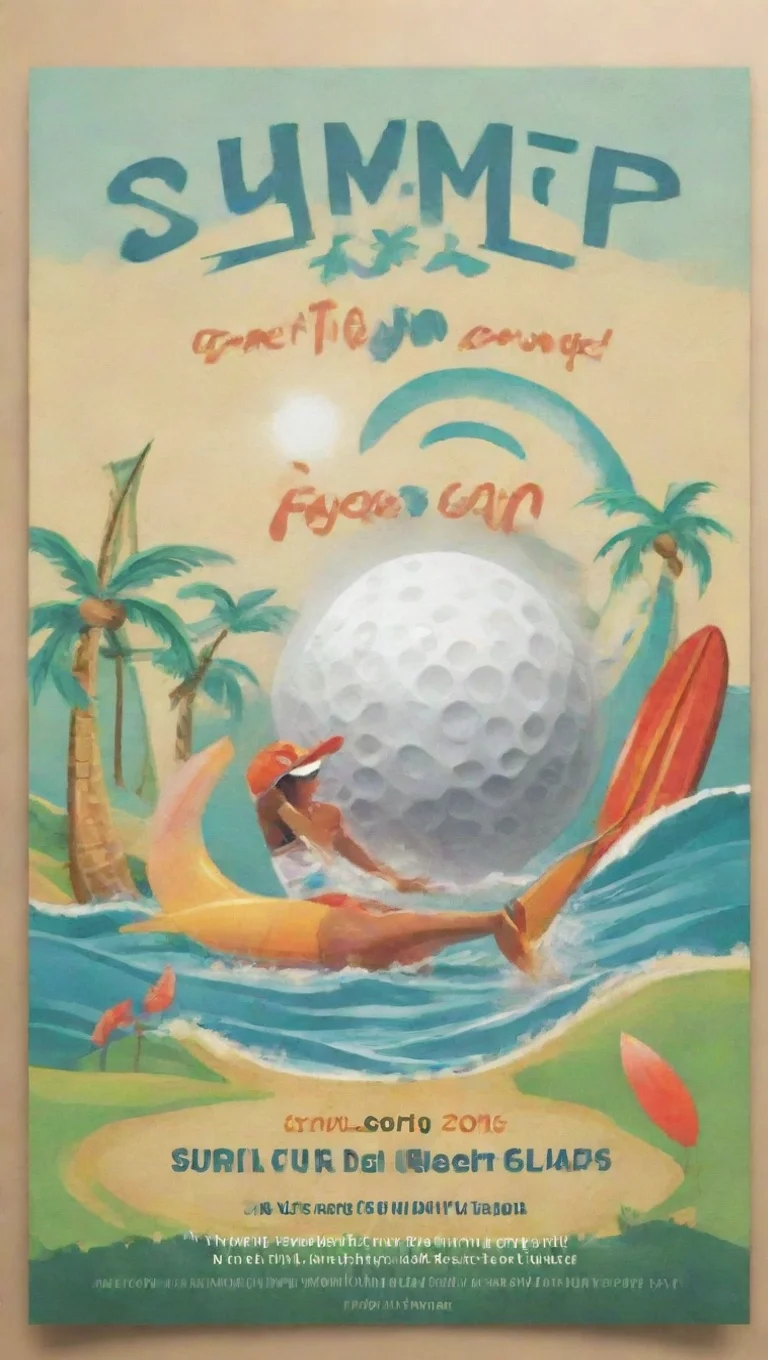 aiartstation art summer golf camp flyer surf to turm themed confident engaging wow 3 tall