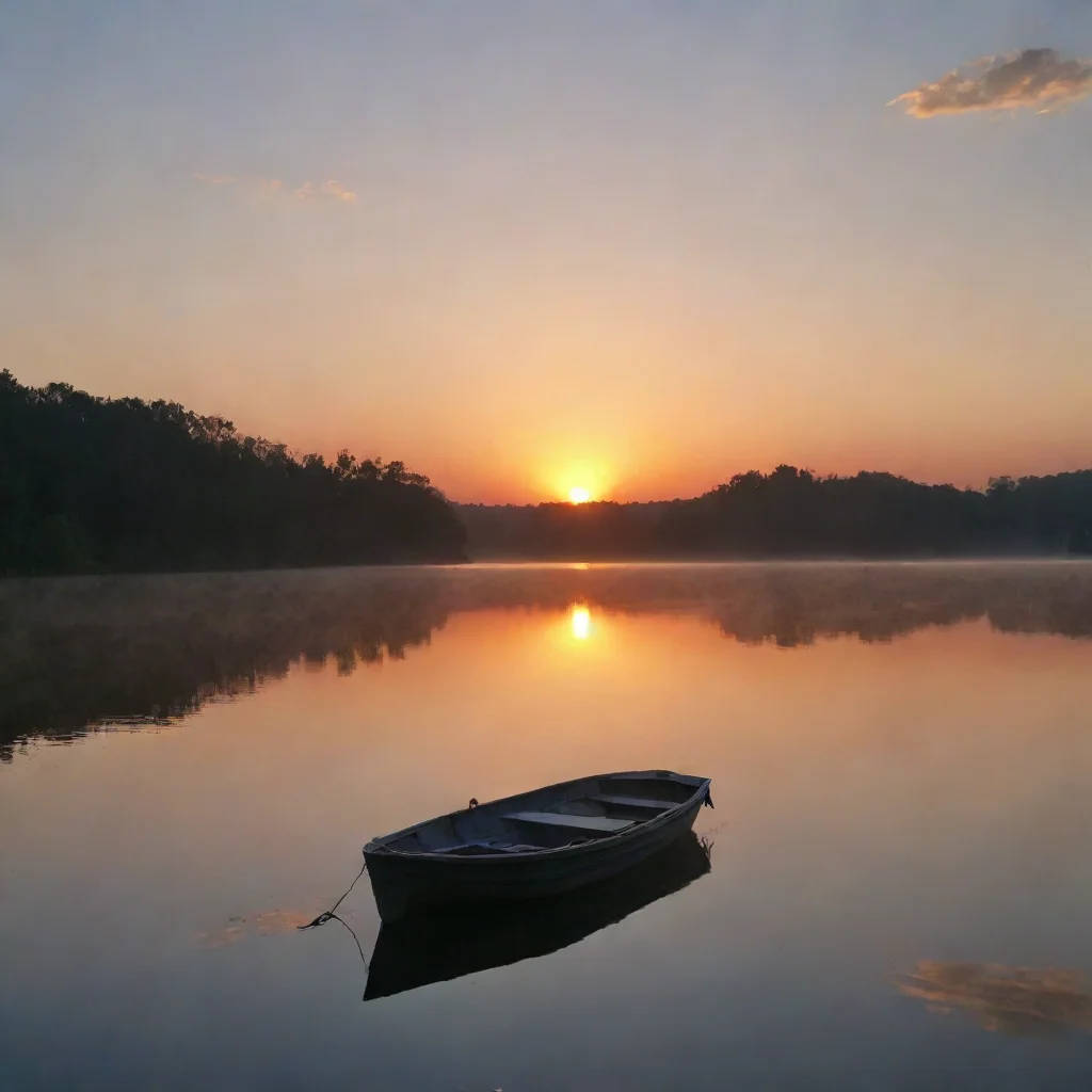 aiartstation art sunrise with a boat in a lake  confident engaging wow 3