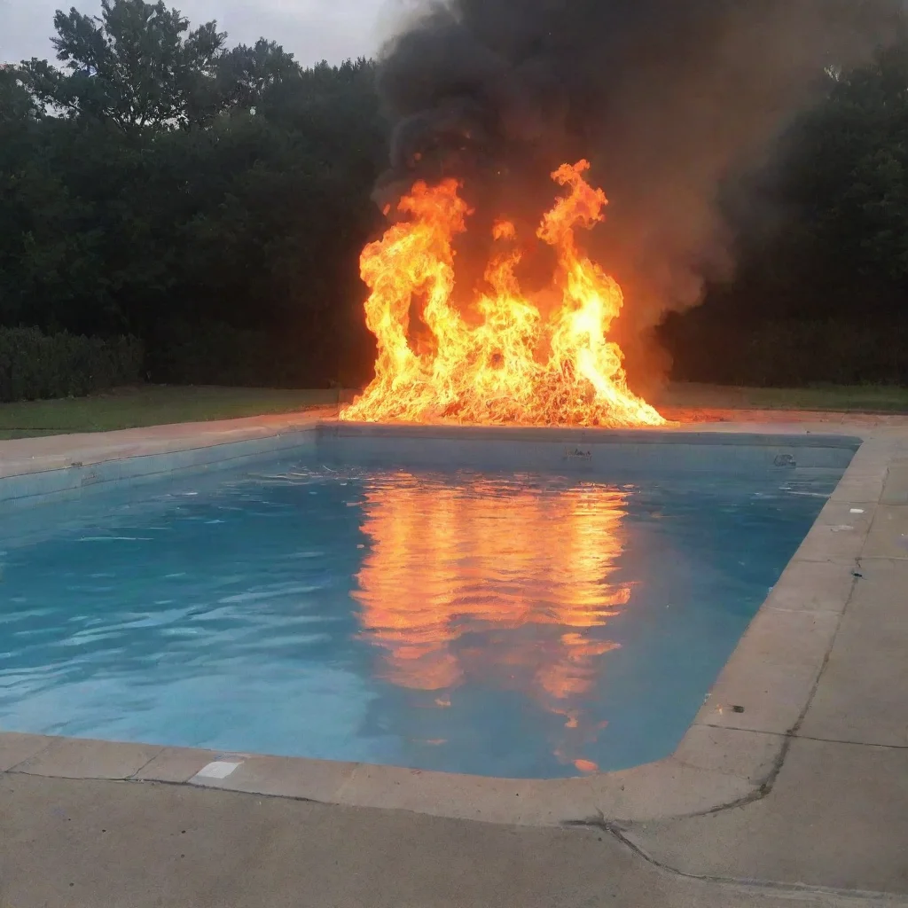 aiartstation art swimming pool on fire confident engaging wow 3