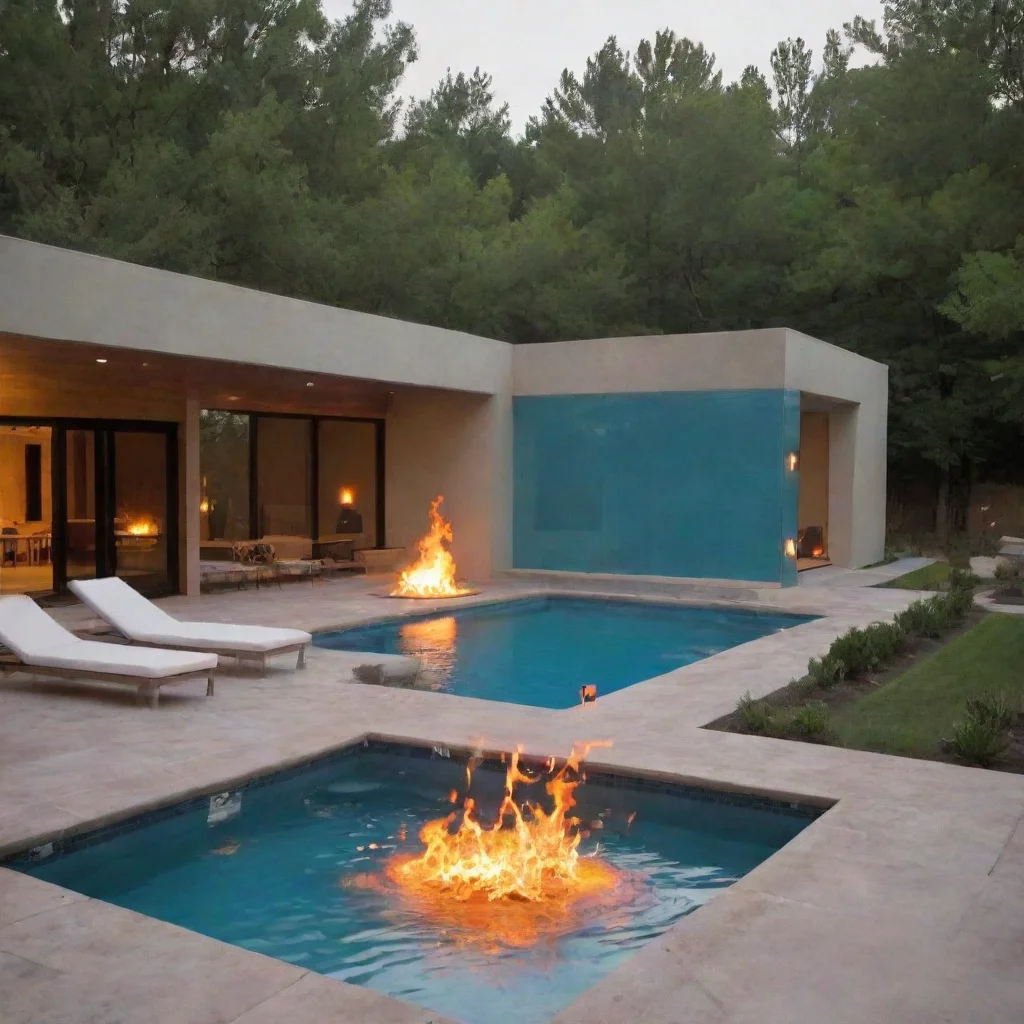artstation art swimming pool with fire instead of water confident engaging wow 3