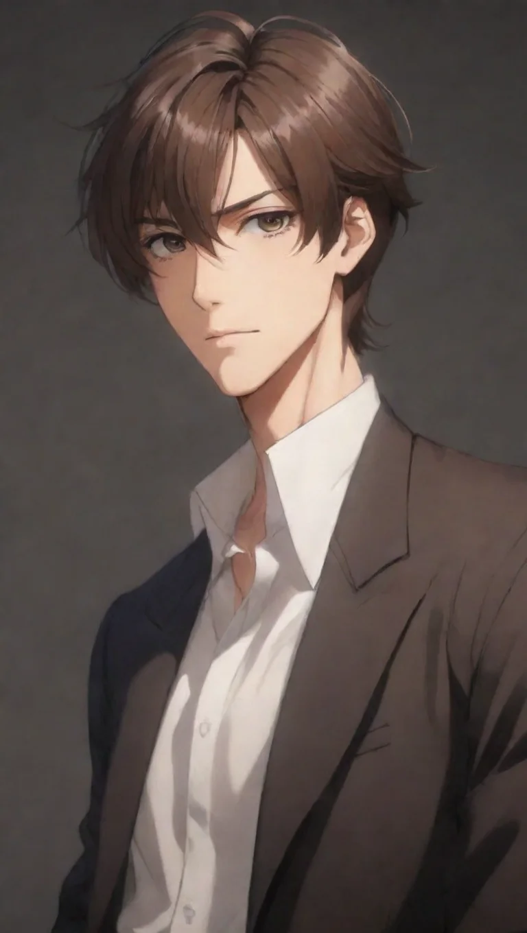aiartstation art tall dark and handsome anime character boffy brown hair light stuble masculine confident engaging wow 3 tall