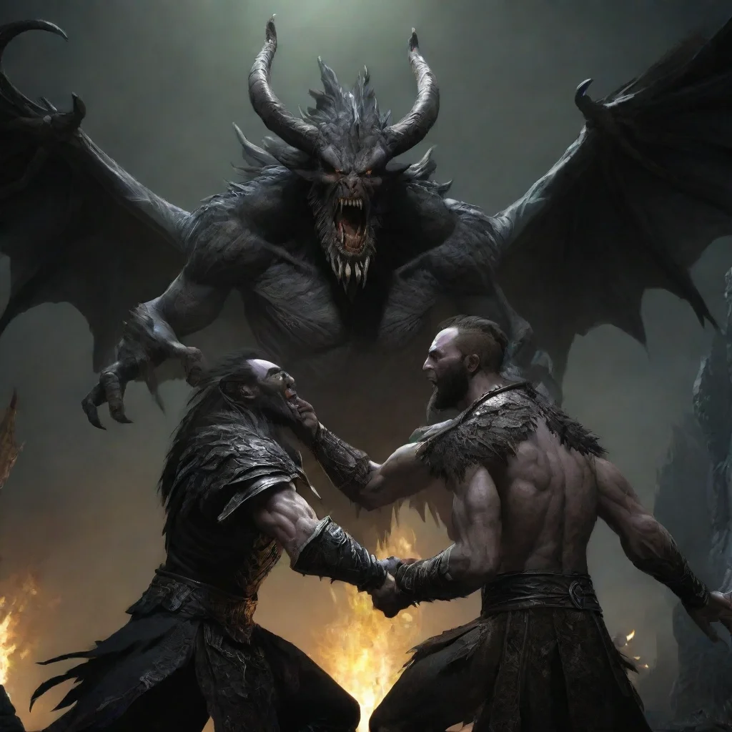 artstation art talos and molag bal chest bumping confident engaging wow 3