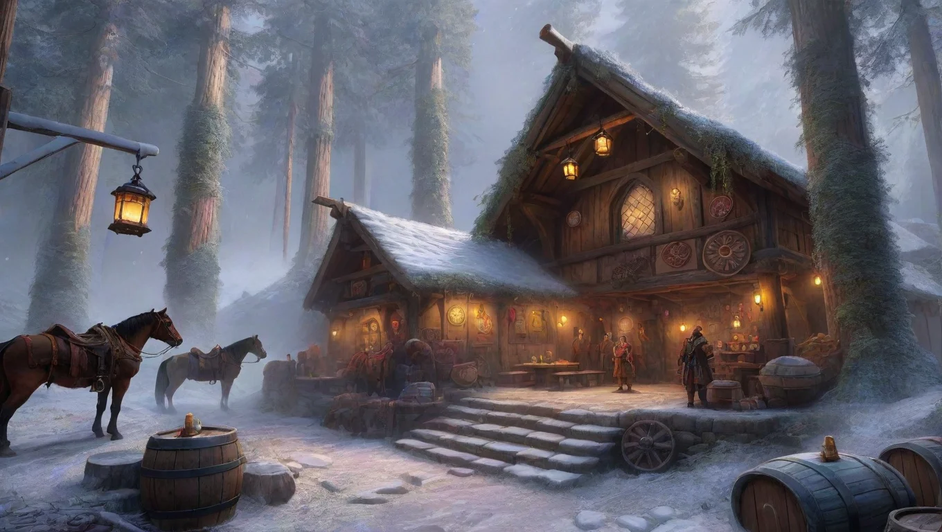 aiartstation art tavern on snowy mountain confident engaging wow 3