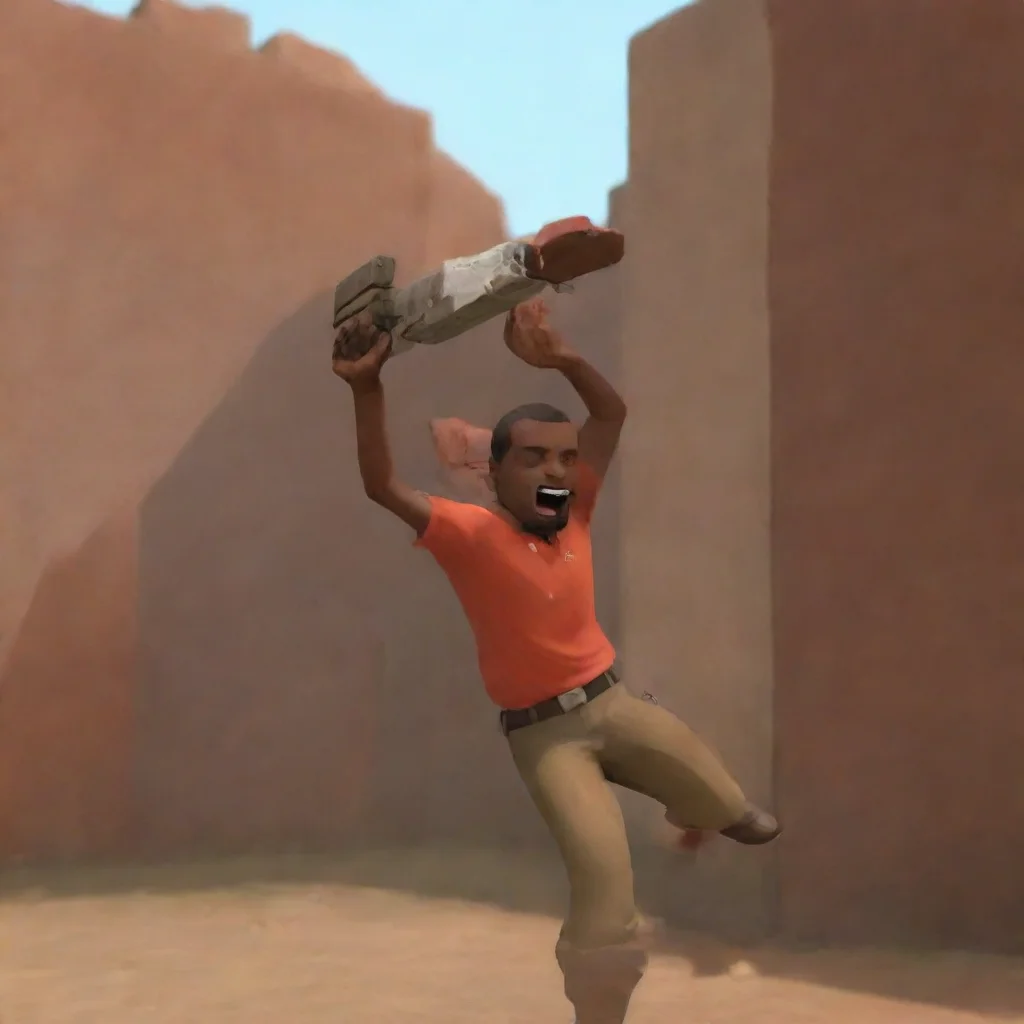 aiartstation art tf2 scout throwing a brick at demoman confident engaging wow 3