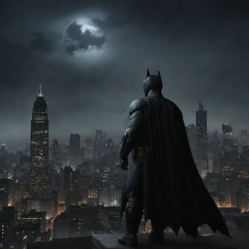 aiartstation art the dark knight and gotham skyline confident engaging wow 3