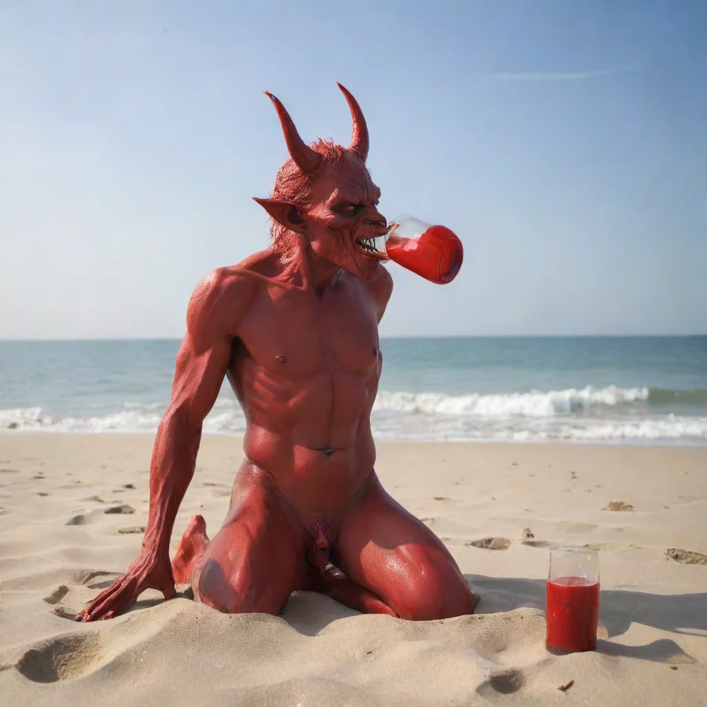 aiartstation art the devil drinking on the beach confident engaging wow 3