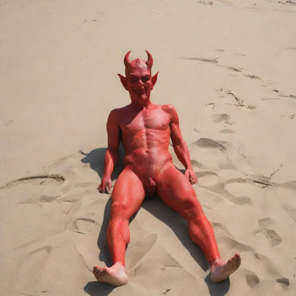 aiartstation art the devil sunbaking on beach confident engaging wow 3