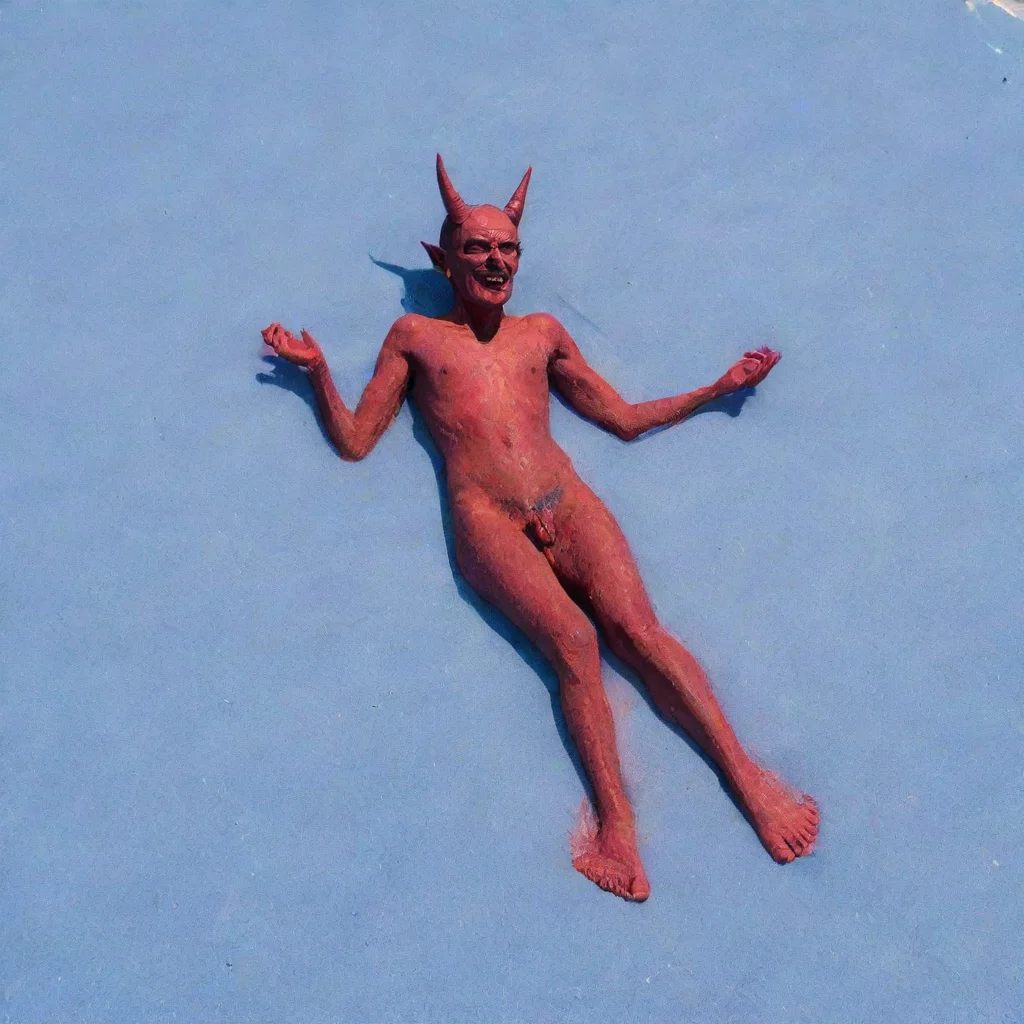 aiartstation art the devil sunbaking on blue sand confident engaging wow 3