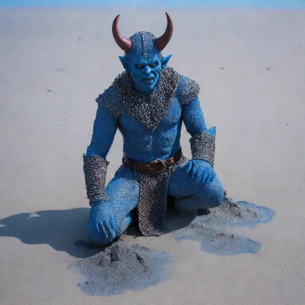 aiartstation art the devil with chainmail on blue sand confident engaging wow 3
