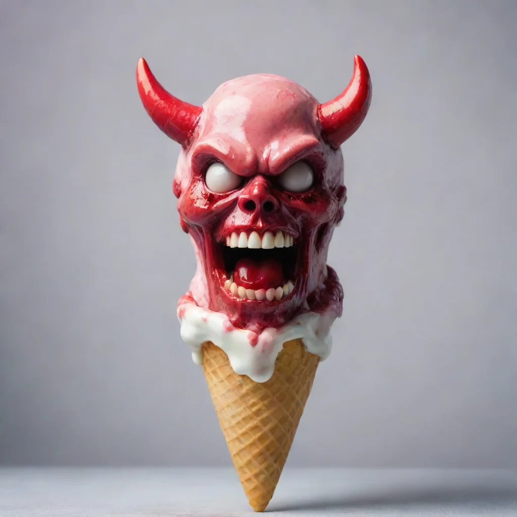 aiartstation art the devils head melting on an icecream cone silver background confident engaging wow 3